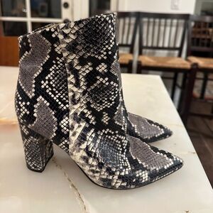 Marc Fisher Snakeskin Patterned Edgy Ankle Boots